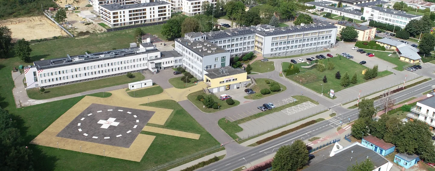 Widok z góry na kompleks SPZZOZ w Wyszkowie