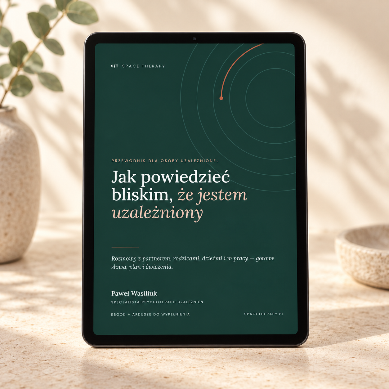 Podgląd poradnika PDF na tablecie: Jak powiedzieć bliskim, że jestem uzależniony